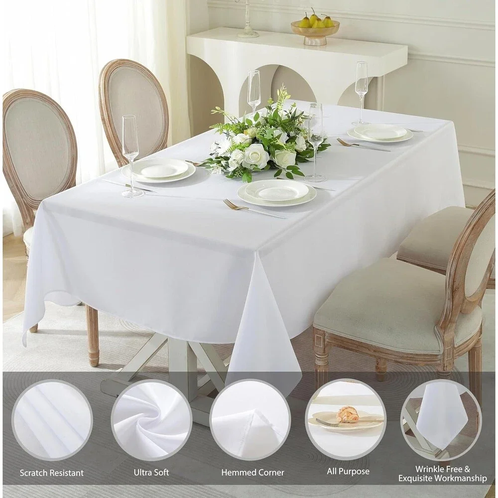 Craft & Party, Polyester Tablecloth - Rectangle White Tablecloth, 90 x 132 Inch
